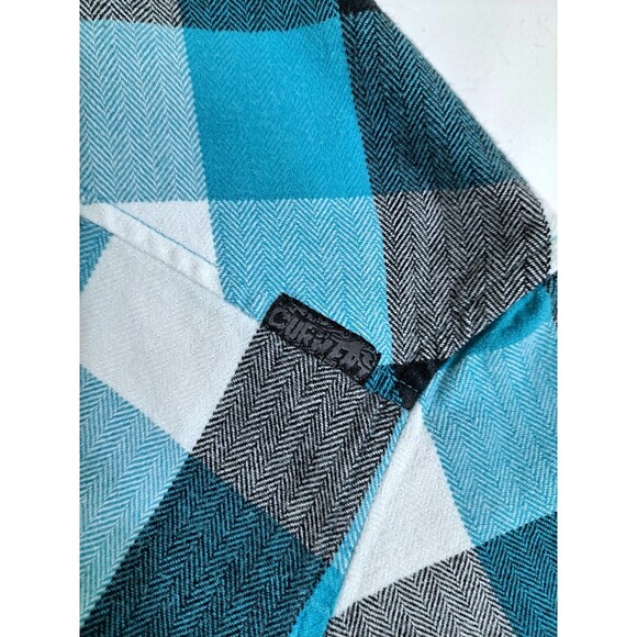 Ocean Current Mens Medium Flannel Shirt Lumberjack Blue Black White Check Plaid - Picture 5 of 9